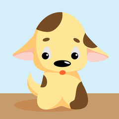 Funny little dog puppy pet vector. Cartoon dog domestic animal vector illustration isolated from background.