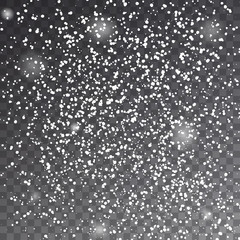 Falling Christmas snow fall isolated on transparent background. Pattern snowflake.