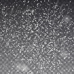 Fototapeta premium Falling Christmas snow fall isolated on transparent background. Pattern snowflake.