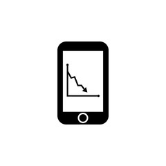 Business trend analysis on smartphone screen with graphs icon. Trend diagram element icon. Business analytics concept design icon. Signs and symbols icon for websites, web design