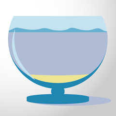 Vector aquarium silhouette illustration. Colorful funny cartoon flat aquarium vector icon isolated on background.