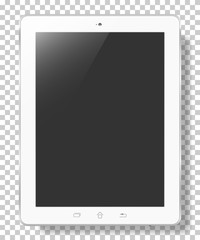 Tablet computer with a blank black screen to present your application design.