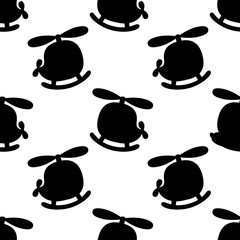 Cute kids helicopter pattern for girls and boys. Colorful helicopter on the abstract bright background create a fun cartoon drawing. Urban monochrome helicopter pattern for textile and fabric, kids