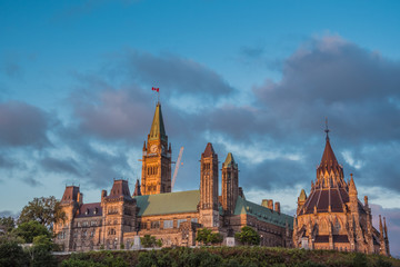 OTTAWA, ONTARIO / CANADA - AUGUST 06 2017: PARLIAMENT HILLS. MORNING