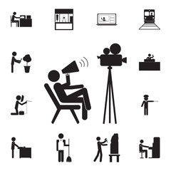 movieproducer making films icon. Set of professions disasters icons. Signs and symbols collection, simple icons for websites, web design, mobile app, info graphics