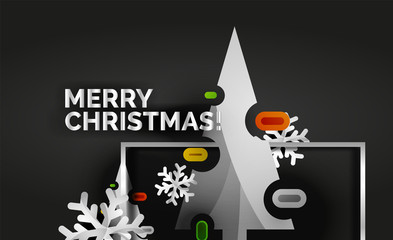 Christmas tree cut paper art, modern minimal design