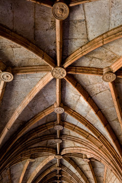 Medieval ceiling of the Jeronimos Monastery's cloister.