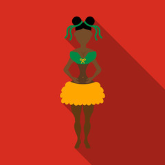 Brazilian samba dancers. Vector carnival girls wearing a festival costume is dancing.