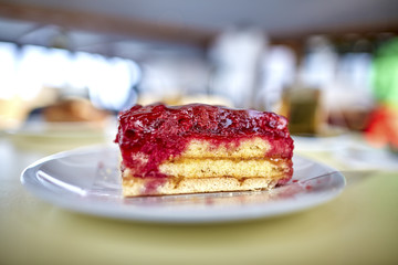 Raspberry pie. Tart , pie , cake with jellied fresh raspberry. Cake with raspberries and cream cheese.