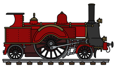 Fototapeta na wymiar Vintage red steam locomotive