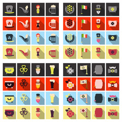 Set of Irish symbols St. Patrick day icons with shadow. Flet icons © gorovits
