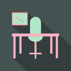 Flat design interior concept of work place with computer, laptop, to do list, working programs on monitor, organizer, vector illustration.