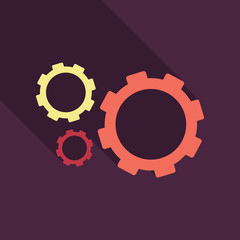 Three gear sign simple icon on background with shadow