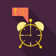 Alarm clock wake-up time isolated on background in flat style. Vector illustration