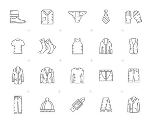Line man clothing icons - vector icon set