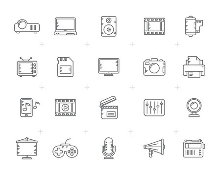 Line modern multimedia icons  - vector icon set