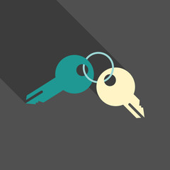 Illustration of a set of two keys on a key ring