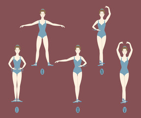 Girl dancer shows the five basic ballet positions © Olha