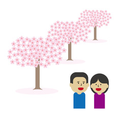 桜の花と家族