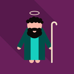 Vector illustration of Old man walking with a cane