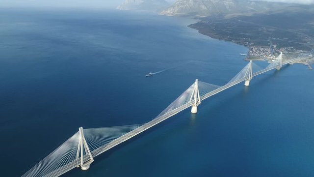 flight over of the Charilaos Trikoupis bridge Rio-Antirio