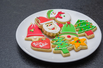 Ótimo fundo natalino, biscoitos de natal com copy space
