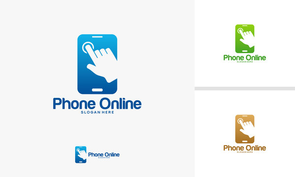 Phone Online logo template vector, Mobile Touch logo template vector