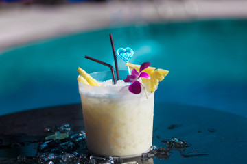 Pinacolada cocktail in ice bucket special drink