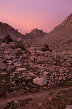 Sunset on Mt Whitney from Guitar Lake