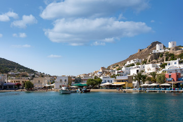 Fototapeta na wymiar The small harbor of Panteli village in Leros island, Dodecanese, Greece