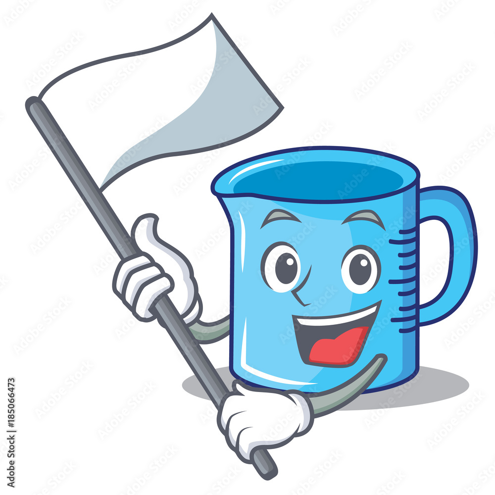 Sticker with flag measuring cup character cartoon