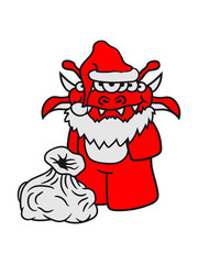 weihnachtsmann nikolaus weihnachten winter geschenke frech klein süß niedlich augen viele monster horror halloween comic cartoon clipart