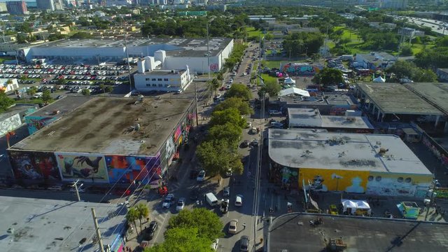 Stock aerial footage Miami Art Basel Wynwood 201