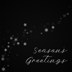 Fototapeta na wymiar Season's Greetings greeting card. Sparse snowfall background. Sparse snowfall on black background.lovely vector illustration.