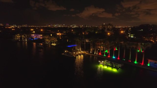 Stock video of Miami Beach mansions aerials at night