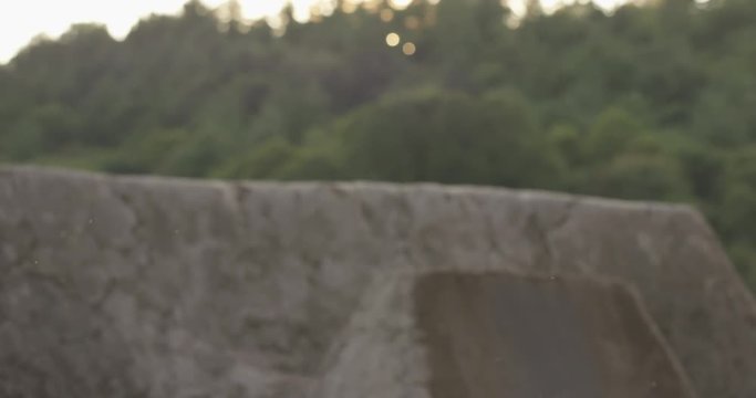 Top of BMX dirt jumps - close up rack focus