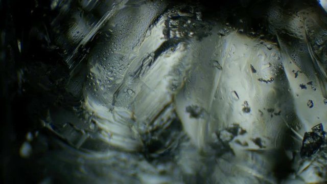 crystals of honey-like ice or crystals under the microscope