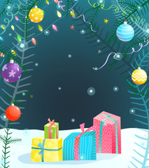 Background for winter Holiday design Christmas or new year eve. Vector Illustration.