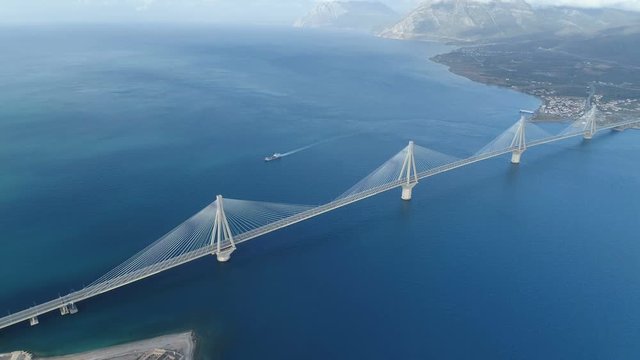 flight over of the Charilaos Trikoupis bridge Rio-Antirio