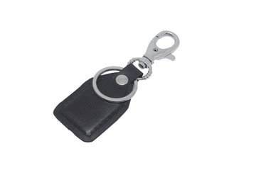 Blank leather key chain isolated on white background with clipping path.