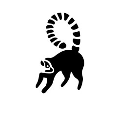 lemur silhouette logo vector, creative lemurs negative space logo vector,Ring-tailed lemur, lemurs Madagascar endemic animal logo - obrazy, fototapety, plakaty