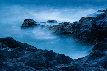 Incredible landscape of Los Hervideros after sunset. Lanzarote. Canary Islands. Spain