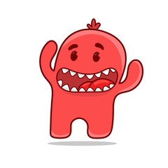 funny scared cartoon monster . character design, vector illustration