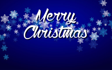 Christmas background with blue and white snowflakes