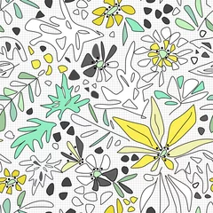 Behang Seamless floral cute cartoon abstract pattern © fuzzyfox