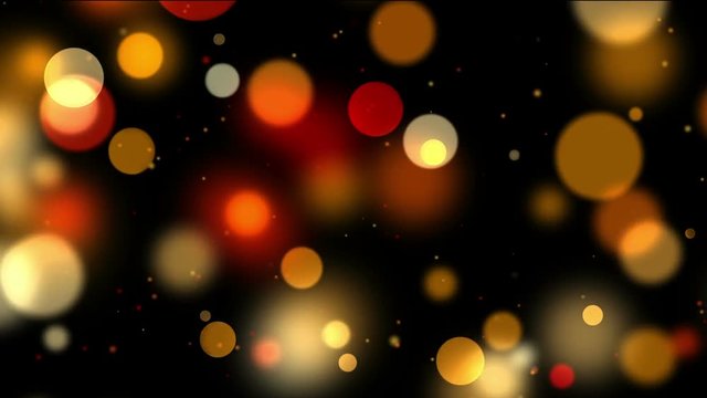 Colorful bokeh, background with circles and particles on black, soft defocused blurred golden and red light, abstract illustration, animation, 30fps, HD1080