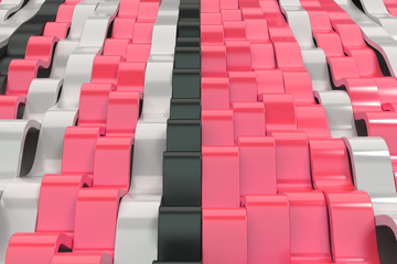 Obraz premium Abstract 3D rendering of black, white and red sine waves