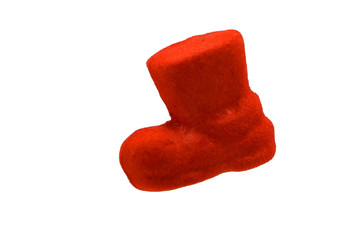 Isolated of A Red Santa Claus shoe concept idea for Christmas.