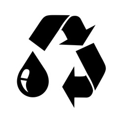 Black oil drop with recycle sign