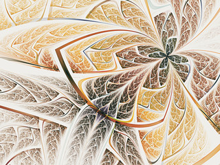 Green fractal butterfly or flower, digital artwork for creative